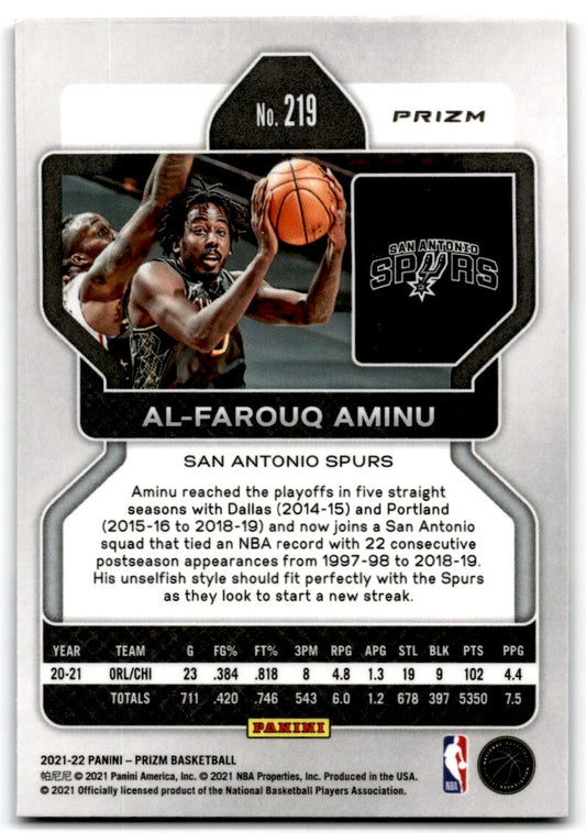 2021-22 Red White and Blue Pulsar Prizms Al-Farouq Aminu San Antonio Spurs #219