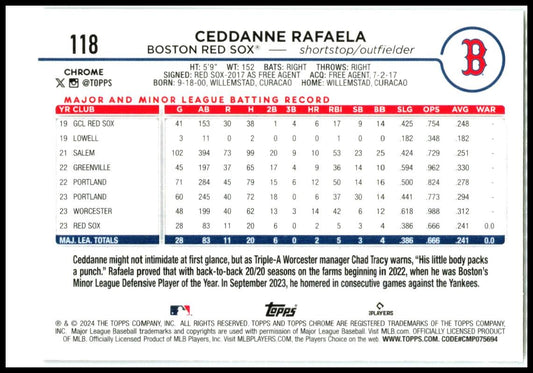 2024 Topps Chrome #118 Ceddanne Rafaela Rookie Boston Red Sox