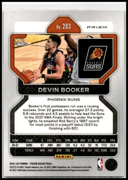 2021-22 Panini Prizm Red White and Blue #203 Devin Booker Phoenix Suns