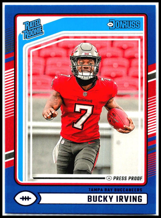 2024 Donruss Press Proof Blue #301 Bucky Irving Rookie Tampa Bay Buccaneers