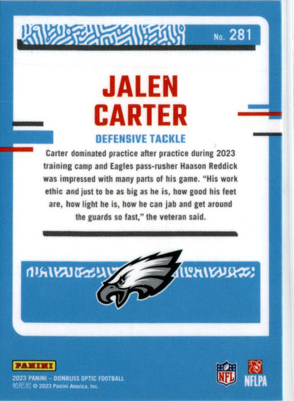 2023 Donruss Optic #281 Jalen Carter Philadelphia Eagles