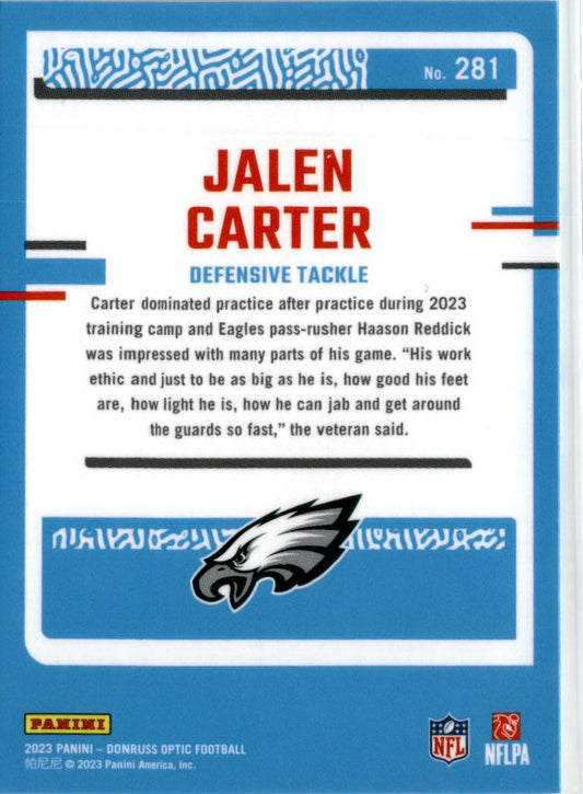 2023 Donruss Optic #281 Jalen Carter Philadelphia Eagles