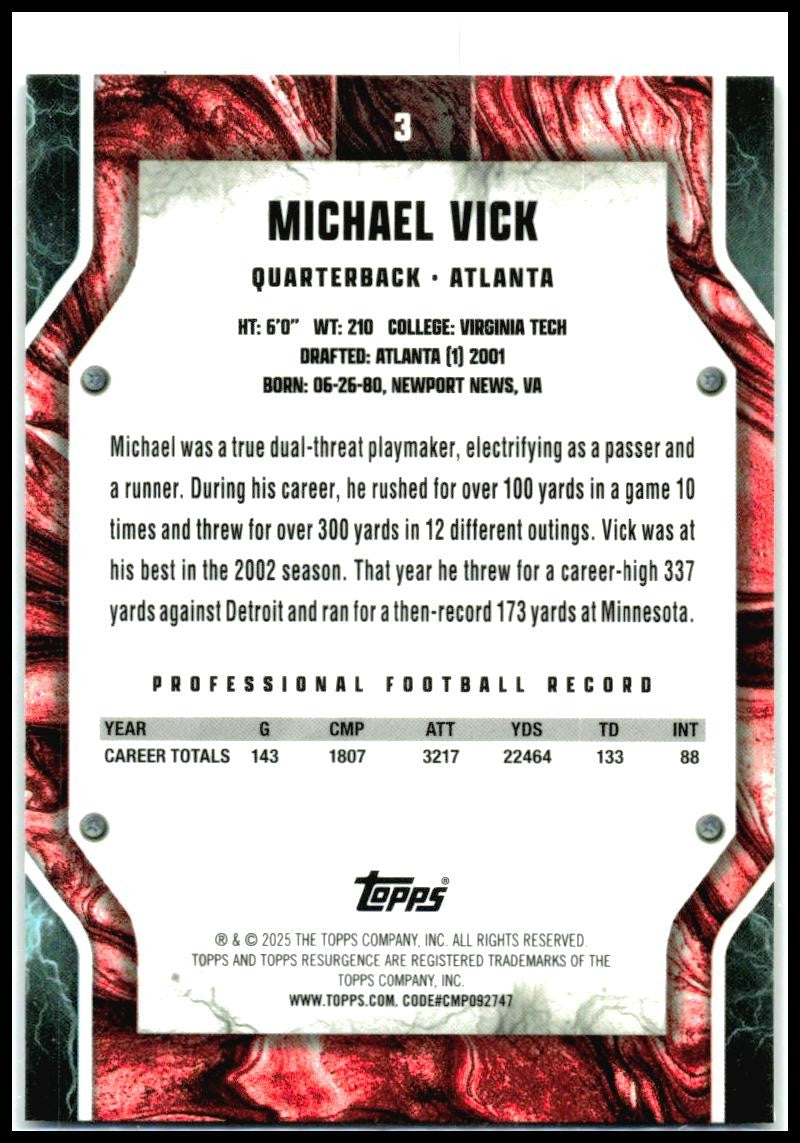 2024 topps resurgence Sky Blue & Pink Shock Refractor #3 michael vick Atlanta