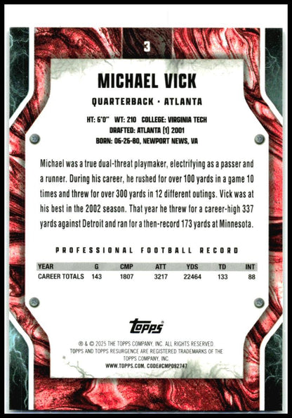 2024 topps resurgence Sky Blue & Pink Shock Refractor #3 michael vick Atlanta