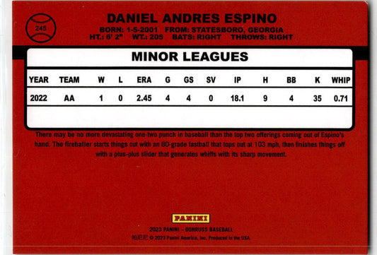 2023 Donruss Holo Red #245 Daniel Espino Cleveland /2023
