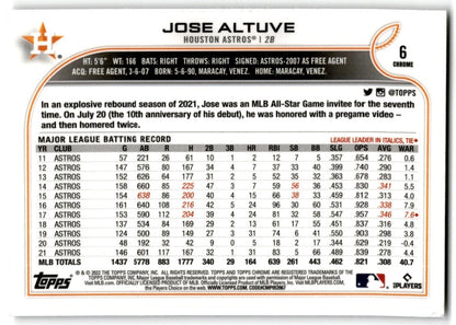 2022 Topps Chrome Jose Altuve Houston Astros #6