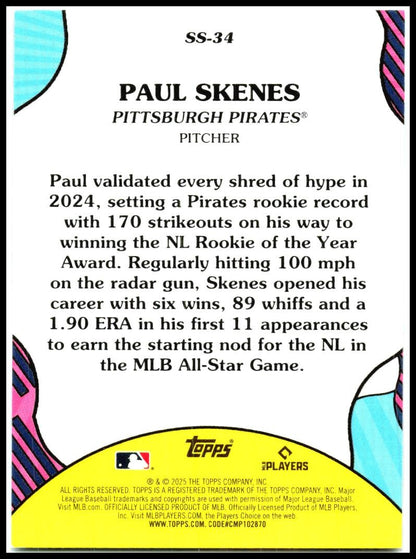 2025 Topps Summer Superstars #SS-34 Paul Skenes Pittsburgh Pirates