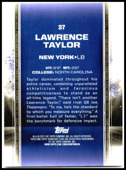 2024 Topps Signature Class #37 Lawrence Taylor New York Giants