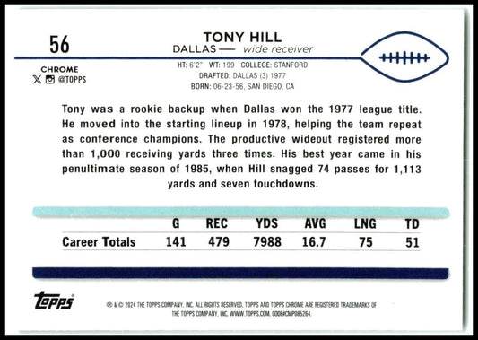 2024 Topps Chrome Prism Refractor #56 Tony Hill Dallas Cowboys