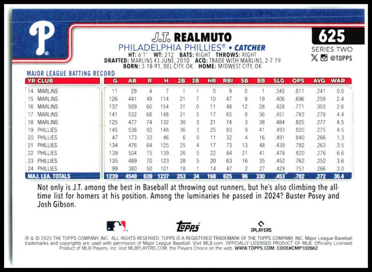 2025 Topps #625 J.T. Realmuto Philadelphia Phillies