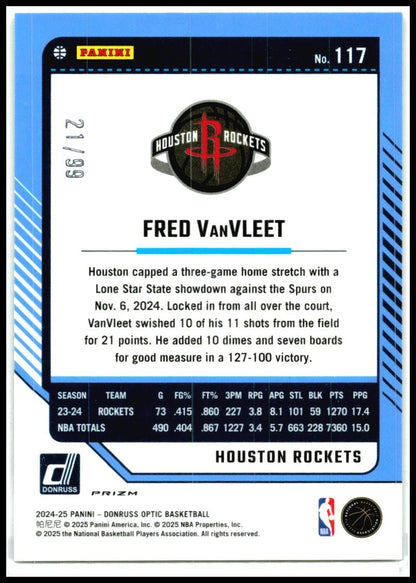2024-25 Donruss Optic Copper Glitter #117 Fred VanVleet #/99 Houston Rockets