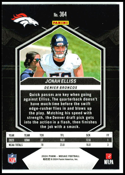 2024 Panini Mosaic #364 Jonah Elliss Rookie Denver Broncos