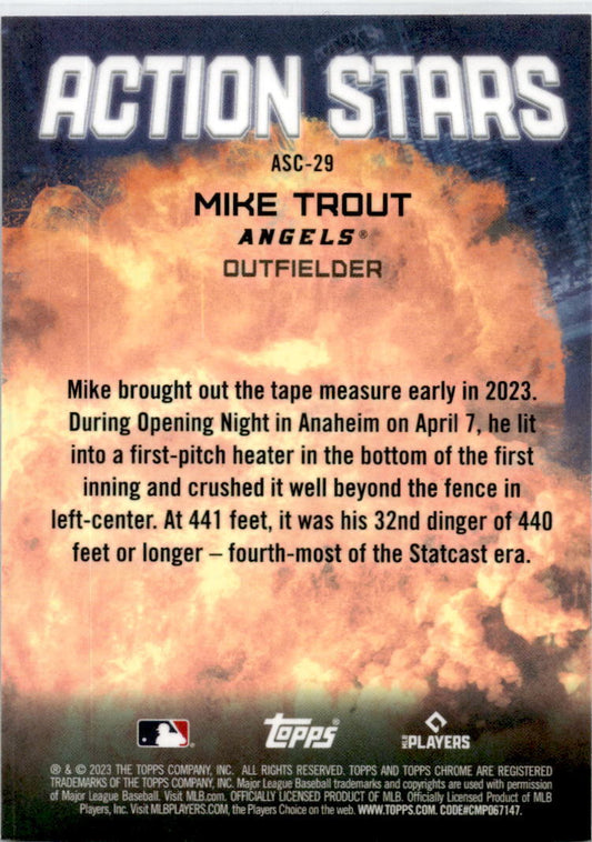 2023 Topps Chrome Update Action Stars#ASC-29 Mike Trout Los Angeles Angels