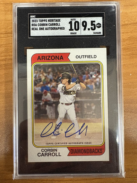 2023 Topps Heritage Real One Autographs #ROA-CCR Corbin Carroll Auto SGC 9.5