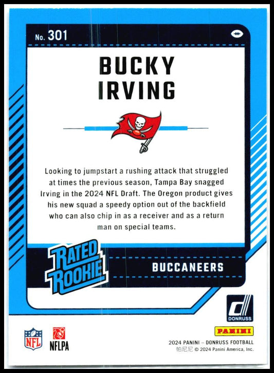 2024 Donruss Press Proof Blue #301 Bucky Irving Rookie Tampa Bay Buccaneers