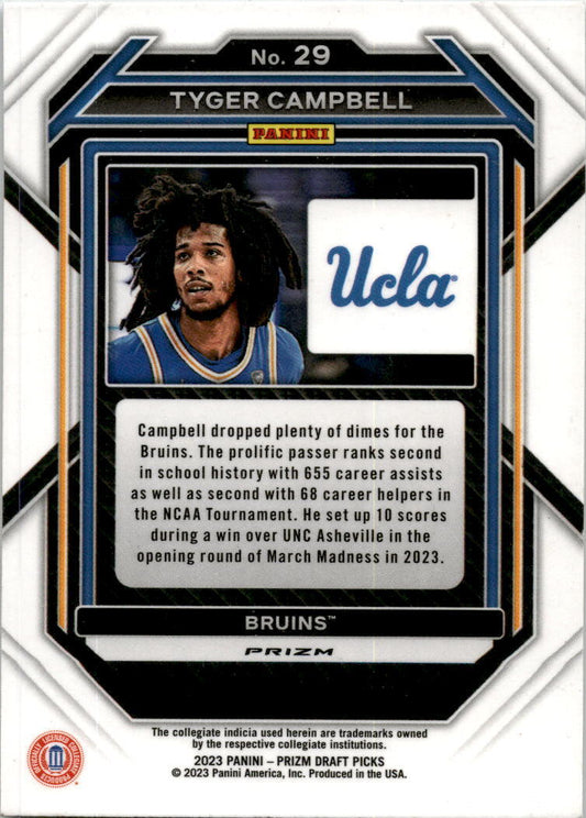 2023 Panini Prizm Draft Picks Silver #29 Tyger Campbell UCLA Bruins