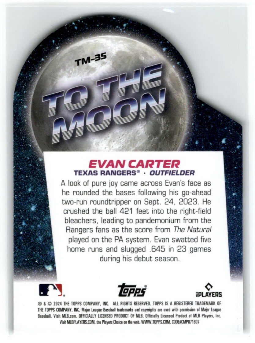 2024 Topps Big League To the Moon Die-Cuts #TM-35 Evan Carter Texas Rangers