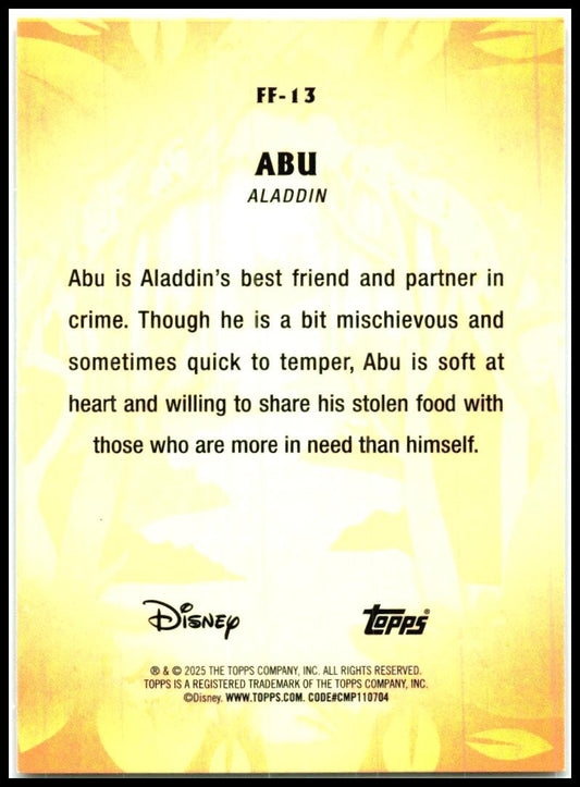 2025 Topps Disney Wonder Furry Friends #FF-13 Abu