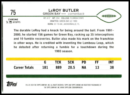 2024 Topps Chrome #75 LeRoy Butler Green Bay Packers