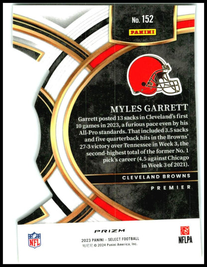 2023 Panini Select Green and Yellow Prizms Die Cuts #152 Myles Garrett Browns