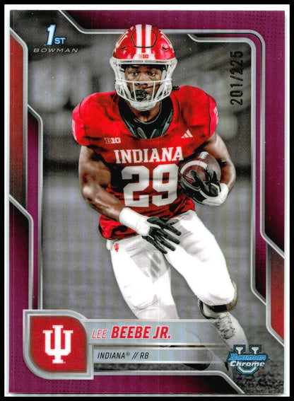 2025 Bowman Chrome University Fuchsia Refractor /225 #170 Lee Beebe JR Indiana