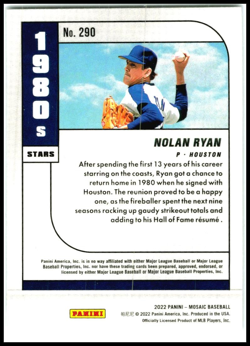 2022 Panini Mosaic #290 Nolan Ryan Houston Astros