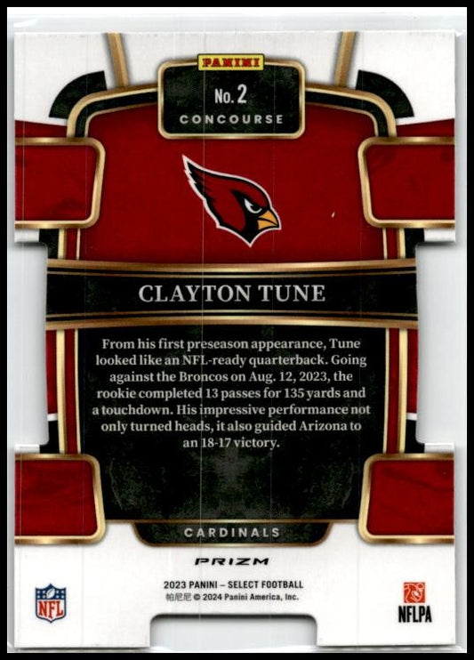 2023 Select Black and Red Prizms Die Cuts #2 Clayton Tune Rookie Cardinals