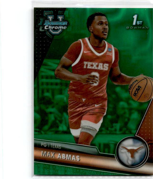 2023-24 Bowman University Chrome Green Refractor #81 Max Abmas Longhorns