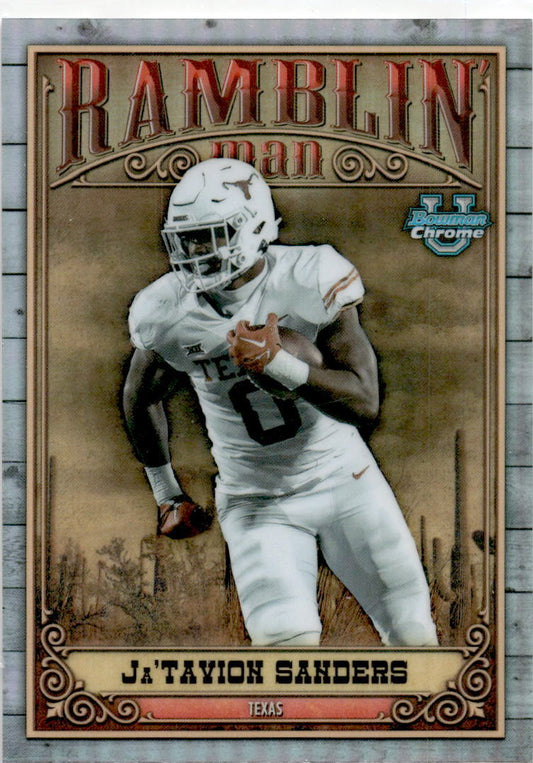 2023 Bowman University Chrome Ramblin' Man #RM-6 Ja'Tavion SandersTexas Longhorn