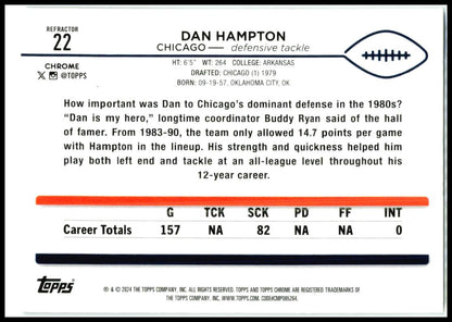 2024 Topps Chrome Refractor #22 Dan Hampton Chicago Bears