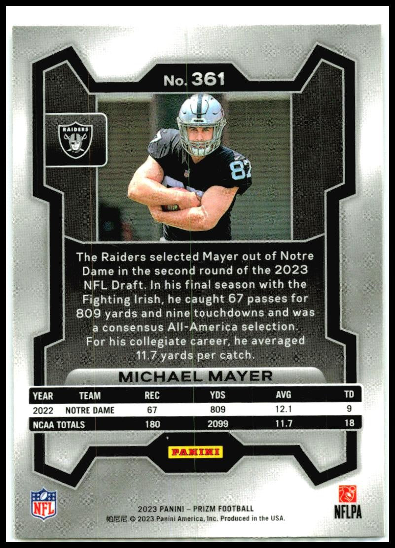 2023 Panini Prizm #361 Michael Mayer Las Vegas Raiders