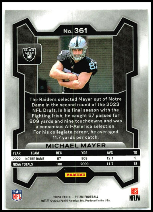 2023 Panini Prizm #361 Michael Mayer Las Vegas Raiders