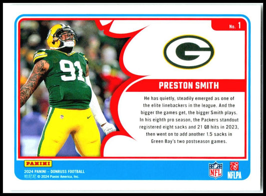 2024 Donruss Action All-Pros #1 Preston Smith Green Bay Packers