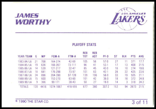 1990-91 Star James Worthy #3 James Worthy Los Angeles Lakers