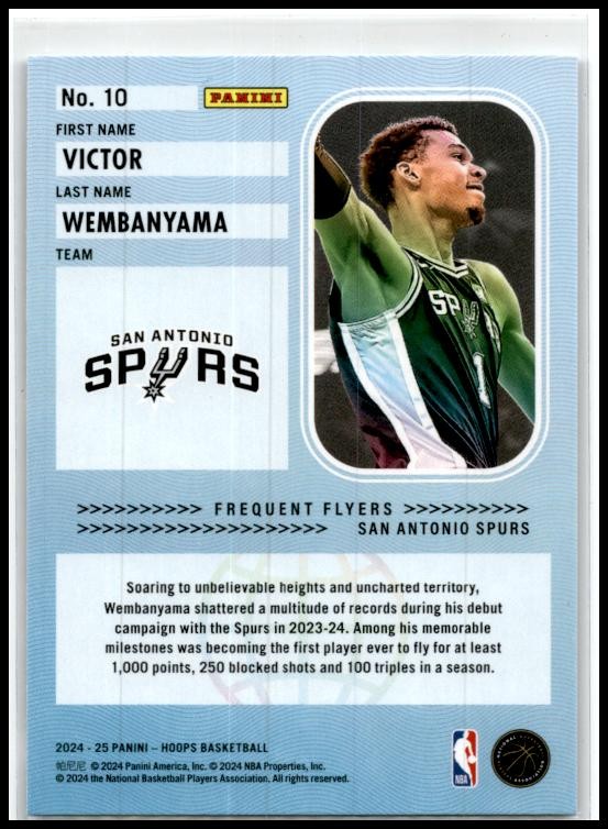 2024-25 Hoops Winter Frequent Flyers #10 Victor Wembanyama San Antonio Spurs