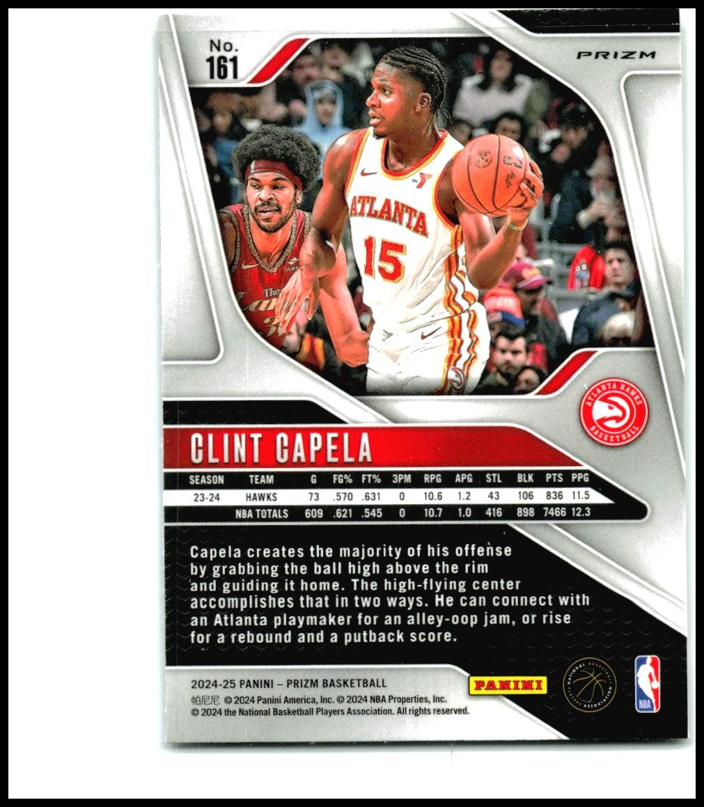 2024-25 Panini Prizm Prizms Silver #161 Clint Capela Atlanta Hawks