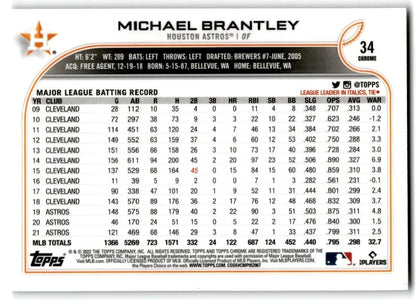 2022 Topps Chrome Prism Refracto Michael Brantley Houston Astros #34
