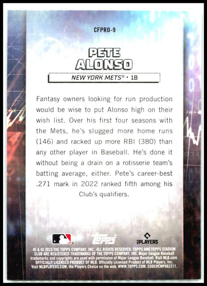 2023 Stadium Club Chief Fantasy Professionals #CFPRO-9 Pete Alonso New York Mets
