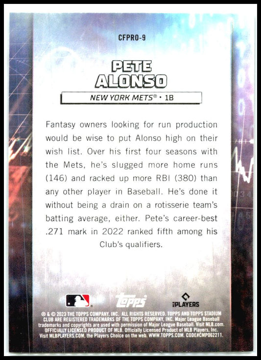 2023 Stadium Club Chief Fantasy Professionals #CFPRO-9 Pete Alonso New York Mets