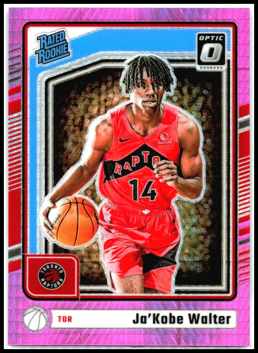 2024-25 Donruss Optic Hyper Pink #283 Ja'Kobe Walter Rookie Toronto Raptors
