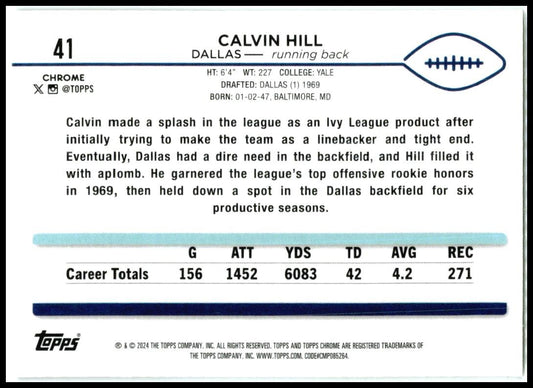 2024 Topps Chrome #41 Calvin Hill Dallas Cowboys