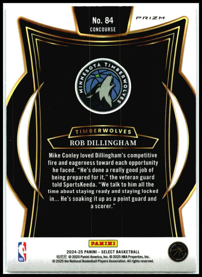 2024-25 Panini Select Blue Cracked Ice #84 Rob Dillingham Rookie