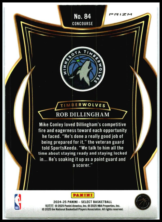 2024-25 Panini Select Blue Cracked Ice #84 Rob Dillingham Rookie