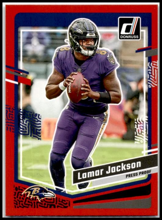 2023 Donruss Press Proof Red #18 Lamar Jackson Baltimore Ravens
