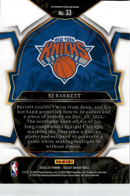 2022-23 Panini Select #33 RJ Barrett New York Knicks