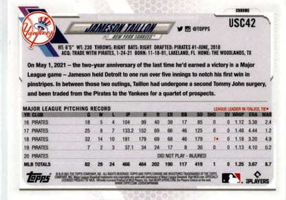 2021 Topps Chrome Update Purple Refractor #USC42 Jameson Taillon Yankees