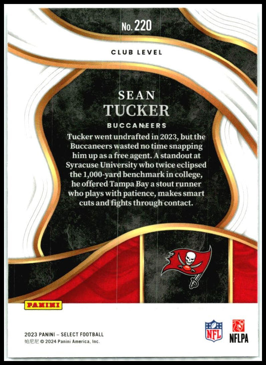 2023 Panini Select Black and Red Prizms #220 Sean Tucker Tampa Bay
