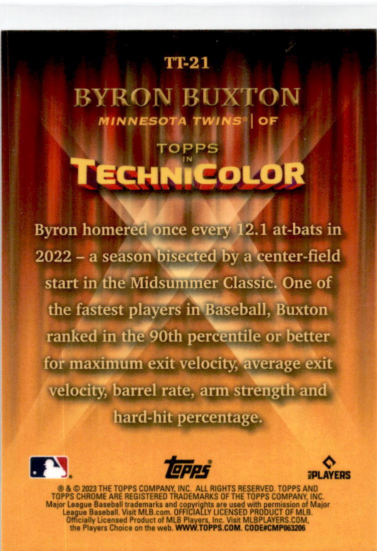 2023 Topps Chrome Technicolor #TT-21 Byron Buxton Minnesota Twins