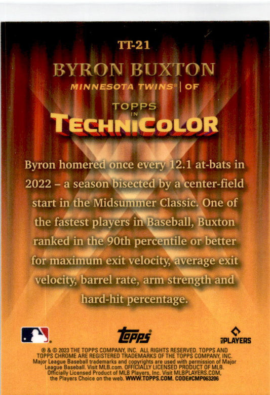 2023 Topps Chrome Technicolor #TT-21 Byron Buxton Minnesota Twins