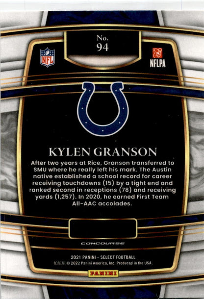 2021 Panini Select #94 Kylen Granson RC Indianapolis Colts